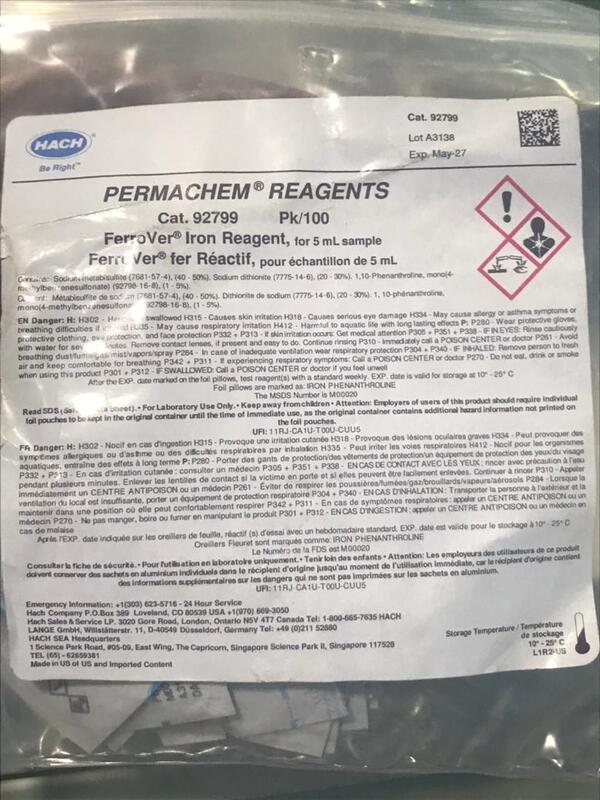 FerroVer® Iron Reagent Powder Pillows, 5 mL, pk/100